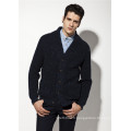 ODM Fancy Yarn Pure Color Man Cardigan Sweater